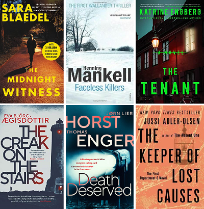 nordic noir books - the midnight witness, faceless killers, the tenant, the creak on the stairs, death deserved, the keeper of lost causes