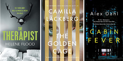 nordic noir books - the therapist, the golden cage, cabin fever